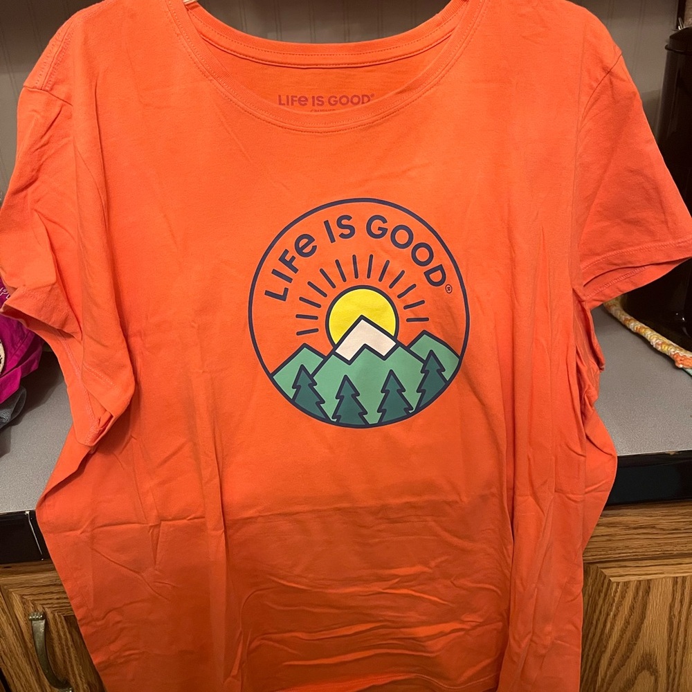Life Is Good Orange T-Shirt with Nature Graphic